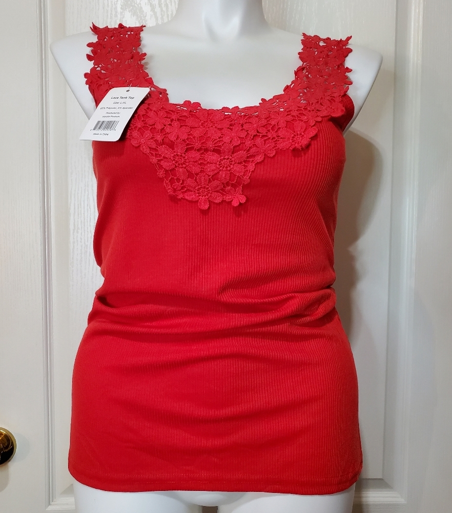 Win & Win,Red Top Tank Blouse